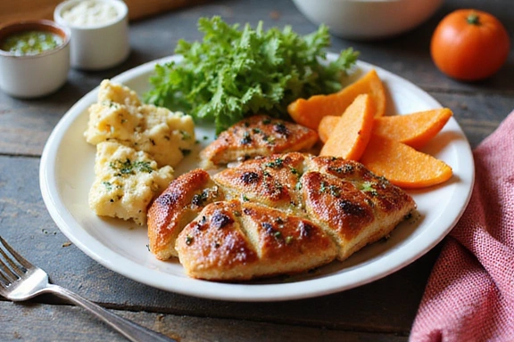 Stolik z różnorodnymi, zdrowymi posiłkami i planem żywieniowym